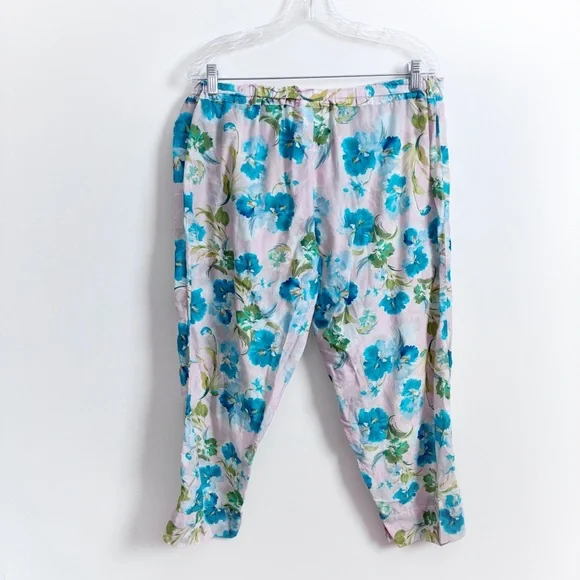 Papinelle Audrey Crop PJ Set pink blue floral cotton silk relaxed lightweight - Picture 13 of 13